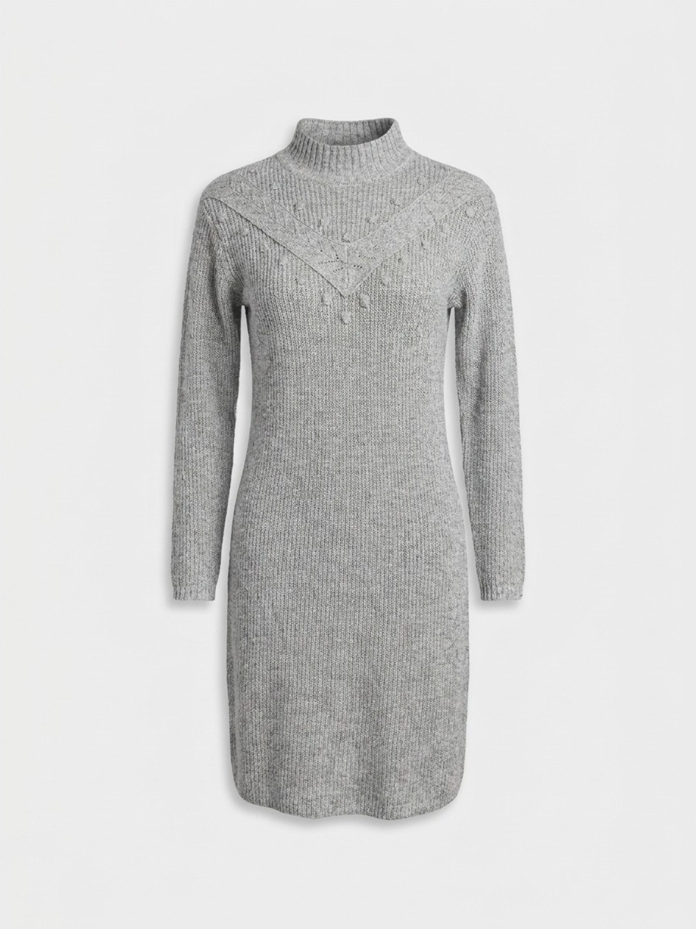 LOFT Gray Bobble Cable Knit Mock Neck Sweater Dress Size XS